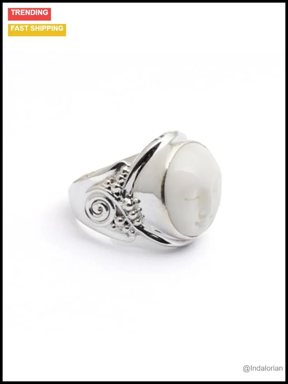 Handcrafted Sterling Silver Signet Ring Artisan Moon Face Cocktail
